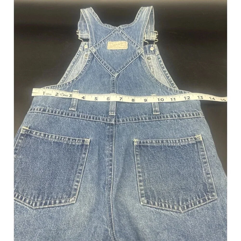 VTG Carters Watch The Wear Girls Blue Denim‎ Raw Hem Shortalls Overalls Sz 6X